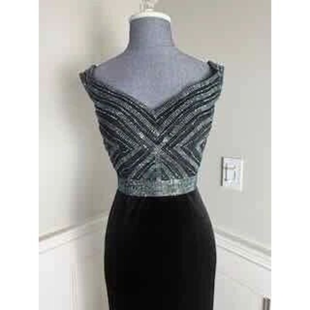 Stephen’s Black Velvet Rhinestone Prom Gown Size 2 NWT